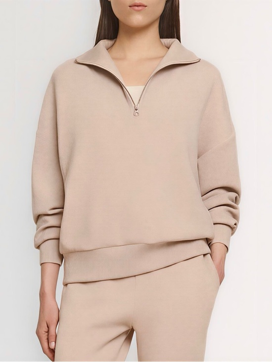 Varley Tops - Varley Hawley Half-Zip Sweat in Mushroom